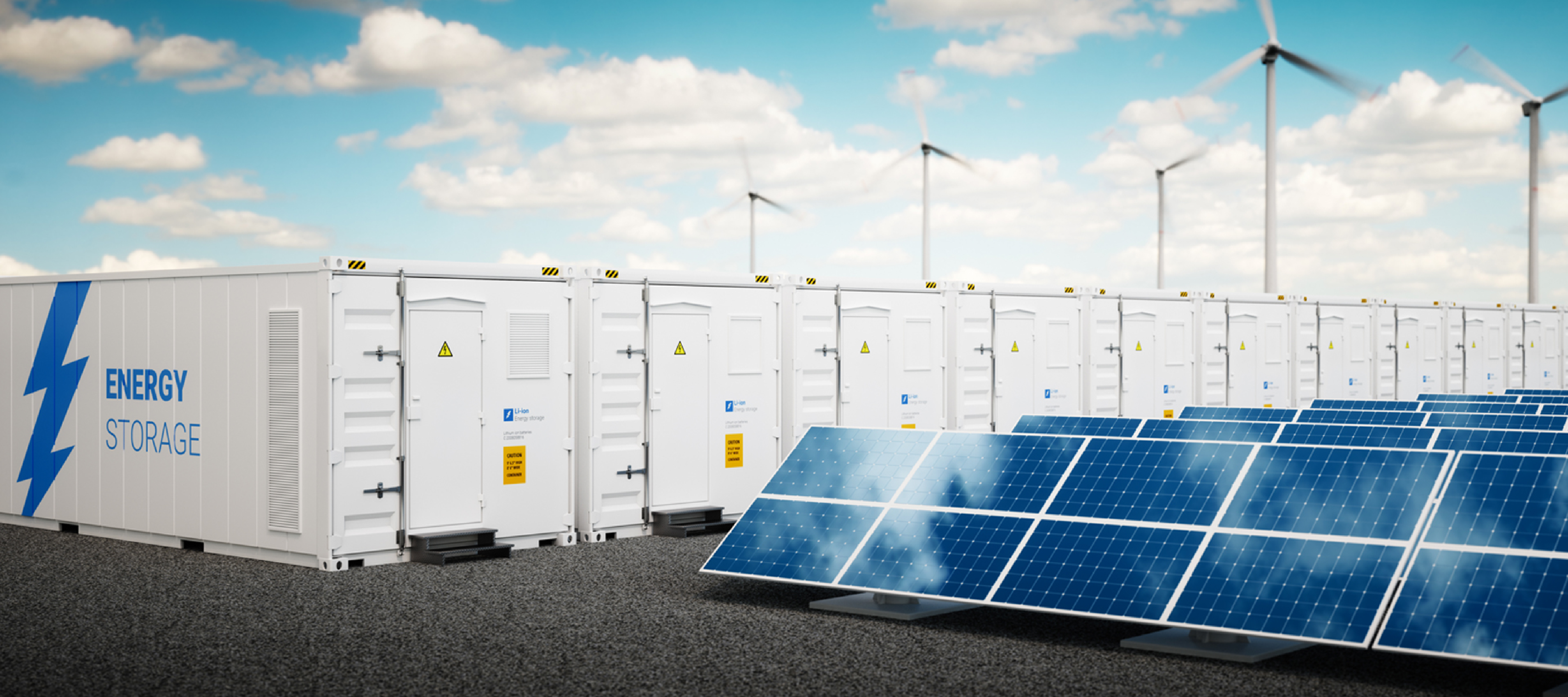 Image of solar pannels and storage containers