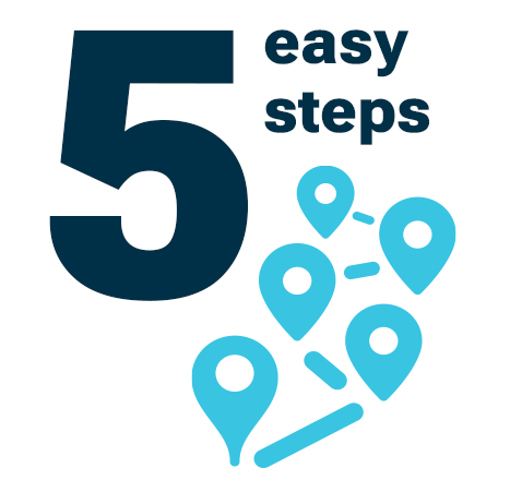5 easy steps graphic with building blocks